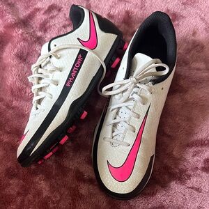 Nike Kids Phantom Soccer Cleats - White and Pink